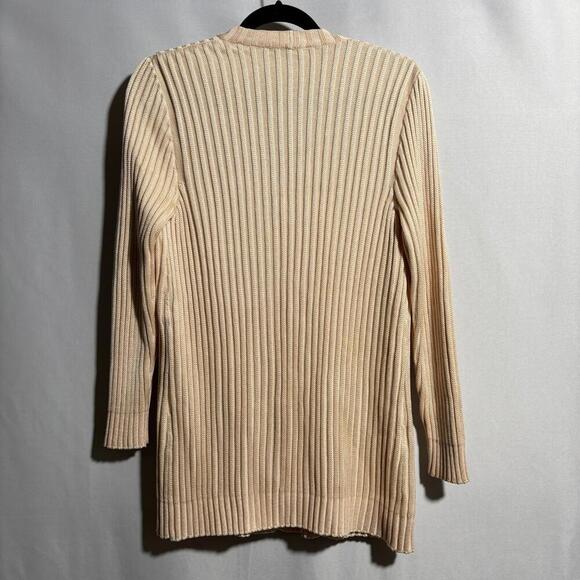 IDASCRATCH 100% Silk Ribbed Ivory Button Up Cardigan Sweater Italy M DESIGNER - Picture 2 of 9